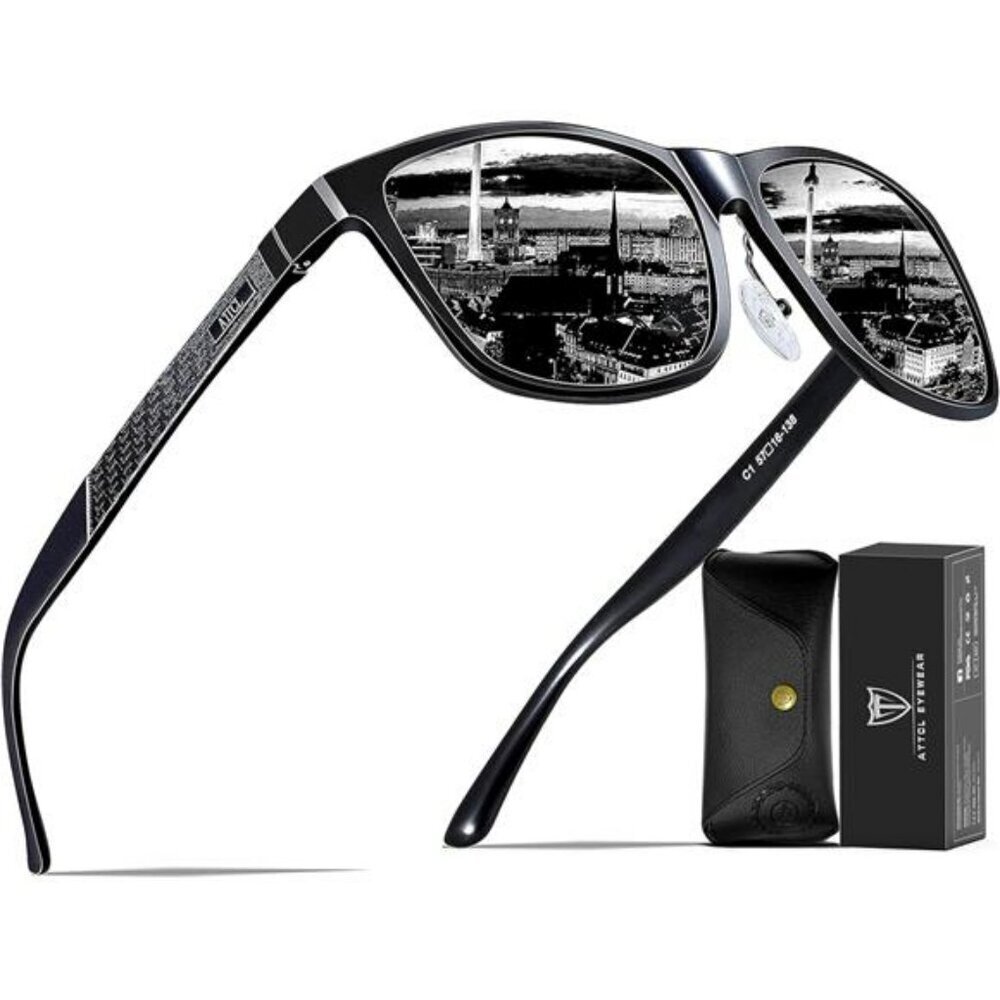 Mens Polarized Sunglasses Driving UV Protection Metal Frame Lightweight Shades